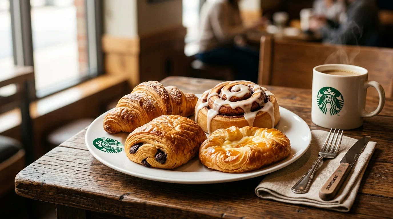Starbucks Frühstück - Buttercroissant, Zimtschnecke, Pain au Chocolat und Käsedänisch in Deutschland