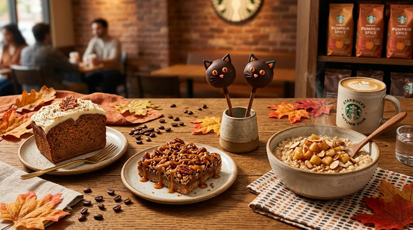 Starbucks Herbst Food 2026 - Pecan Maple Bar, Pumpkin Spice Loaf Cake und Black Cat Cake Pops