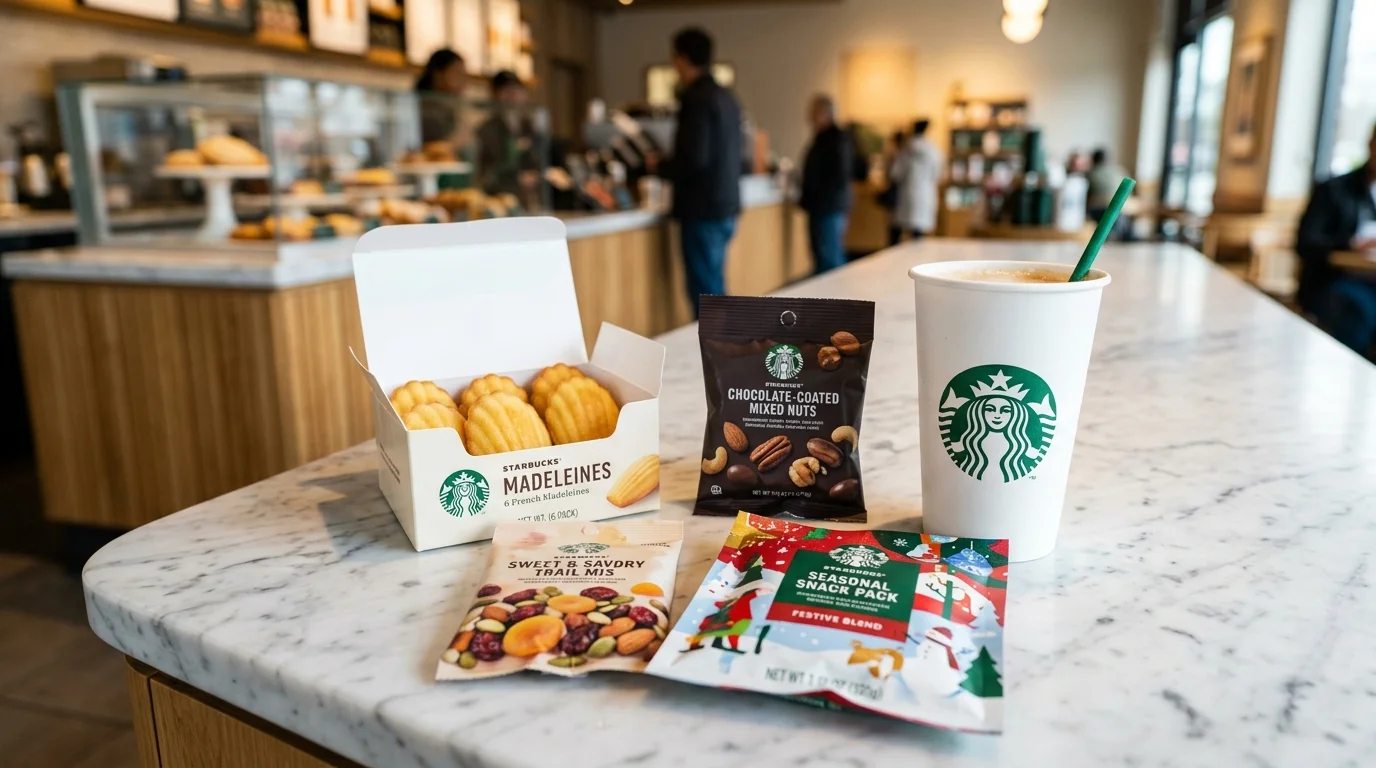 Starbucks Snacks und Leckereien - Madeleines Box, Schokoladen-Nüsse und Seasonal Snack Pack in Deutschland