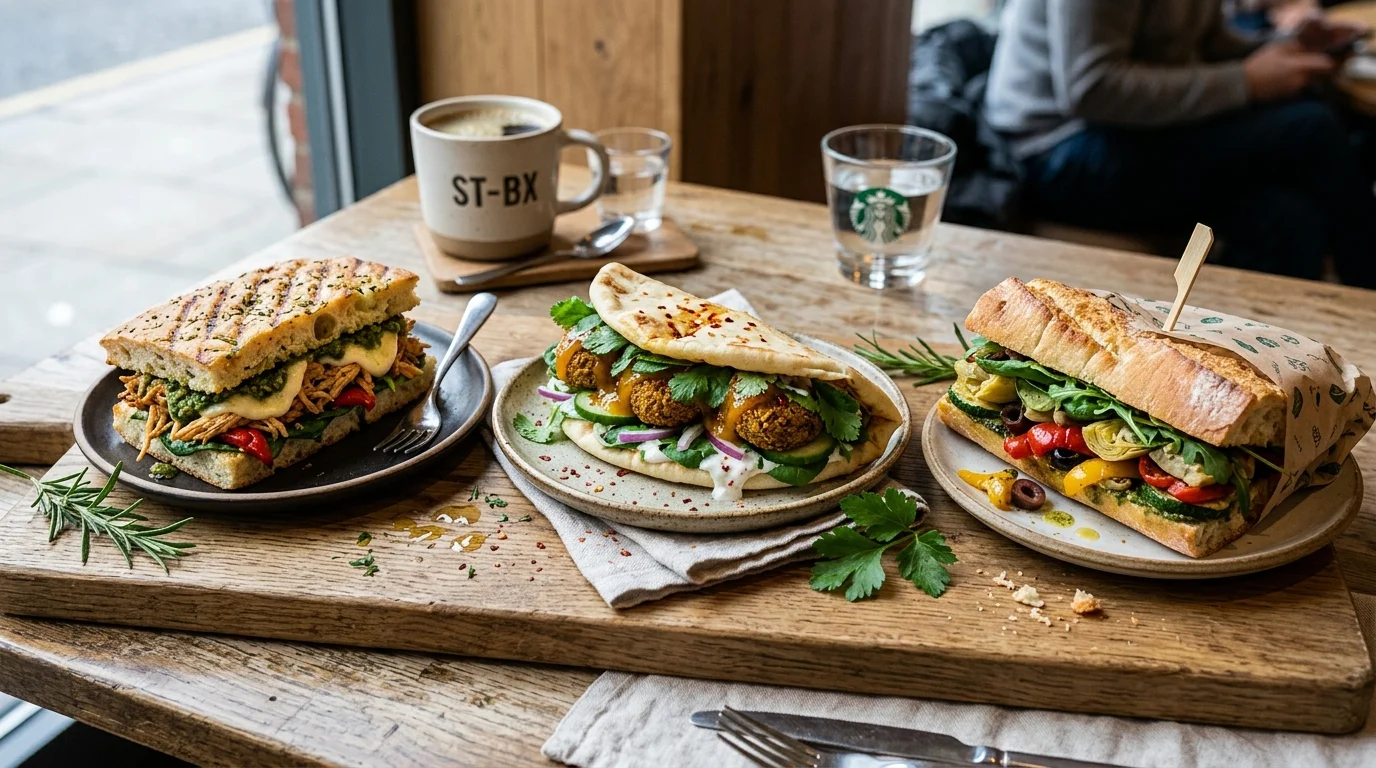 Starbucks Plant-Based Sandwiches Germany - Focaccia Chick'n Salsa, Falafel Naan and Antipasti Sandwich