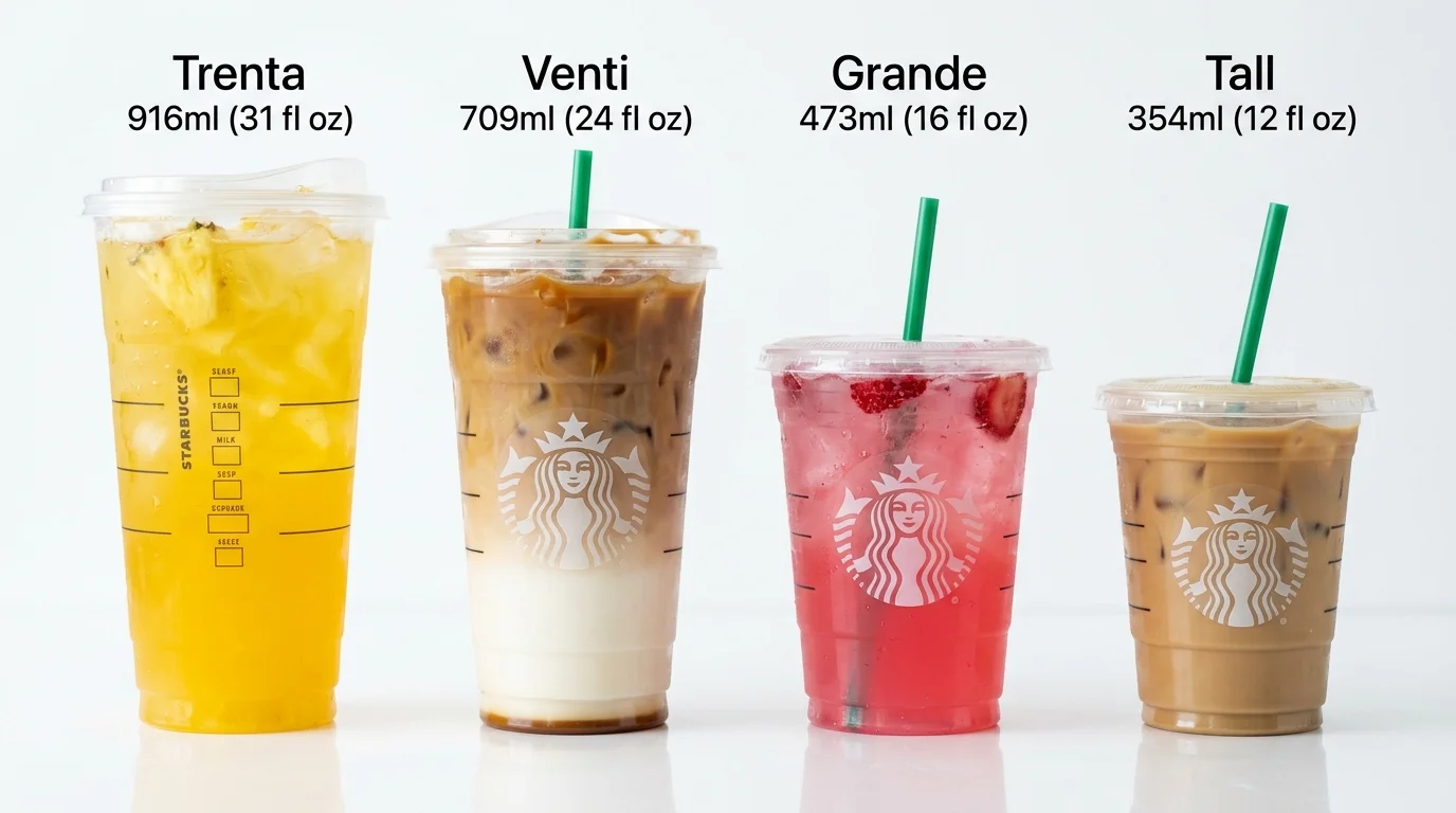 Starbucks Bechergrößen Vergleich Trenta 916ml Venti Grande Tall